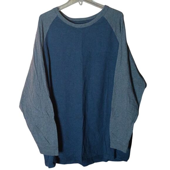 Foundry Navy Blue/ Gray Raglan Long Sleeve Casual Shirt Men Big & tall 3xlt - Picture 2 of 5